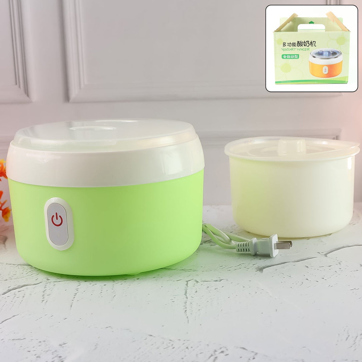 Green Electric Yogurt Maker for Household and Kitchen Use