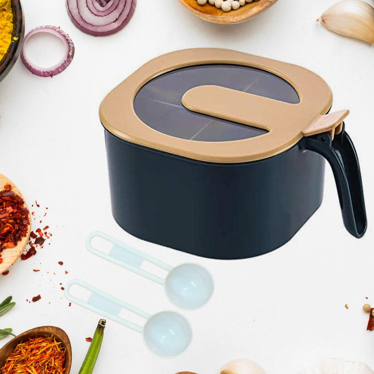 Fancy 4-Section Masala Box for Kitchen Storage (Spice Container)