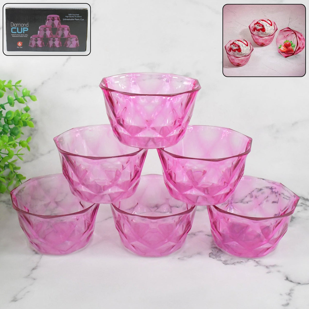 6pc Diamond shape ice cream bowl set