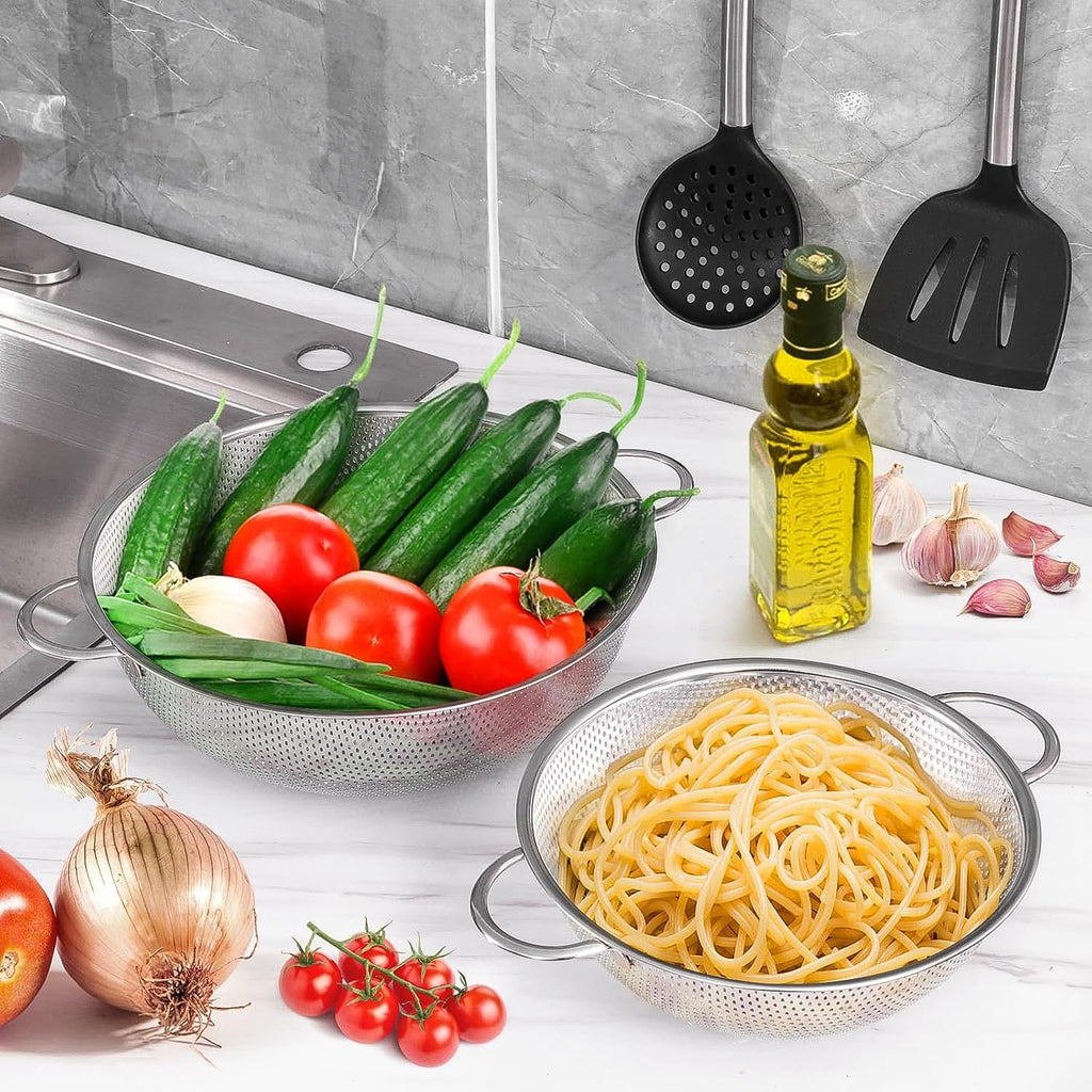 Stainless Steel Rice Vegetables Washing Bowl Strainer Collapsible Strainer.