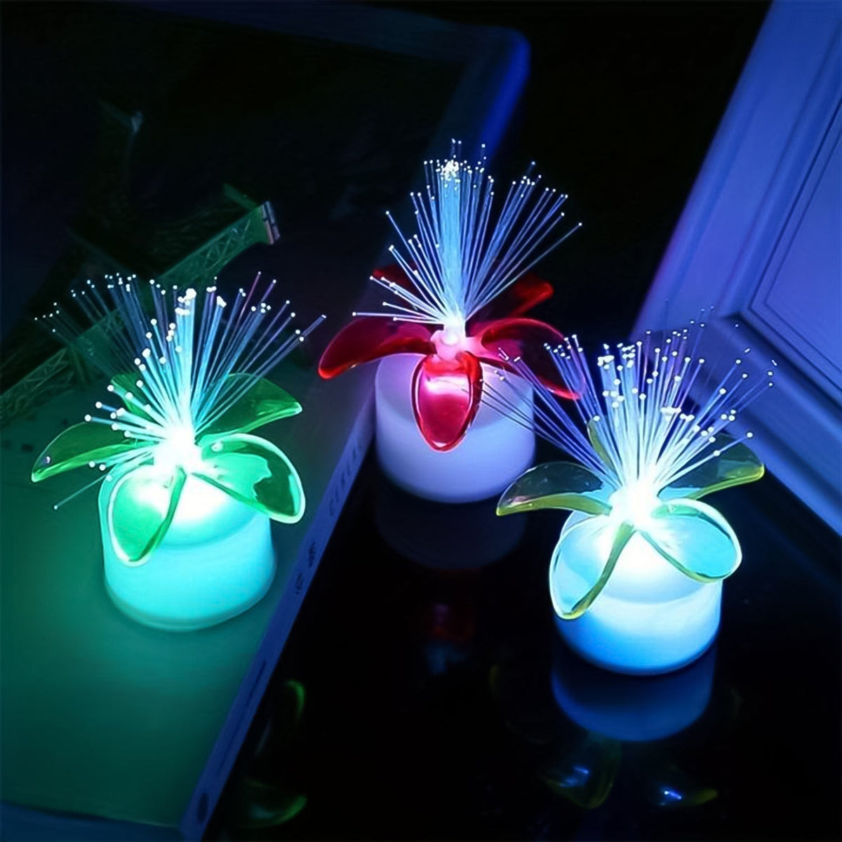 Pack of 12 Mini Fiber Optic LED Table Centerpieces for Diwali