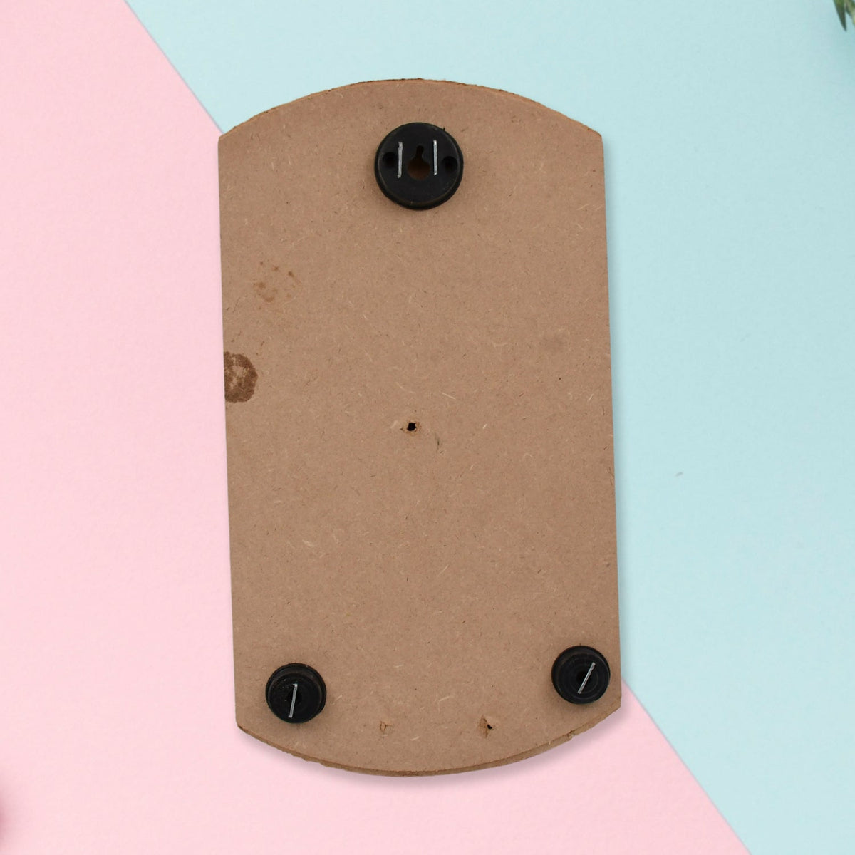 Stylish wooden vertical scenery with hooks for decorative hanging.