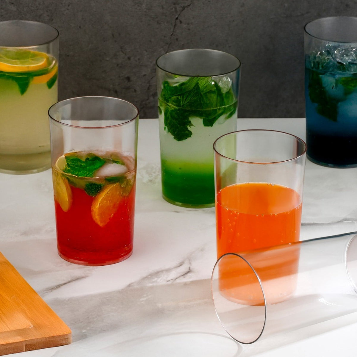 Round Clear Plastic Unbreakable Transparent Glass Set ( 300ml 6pc )
