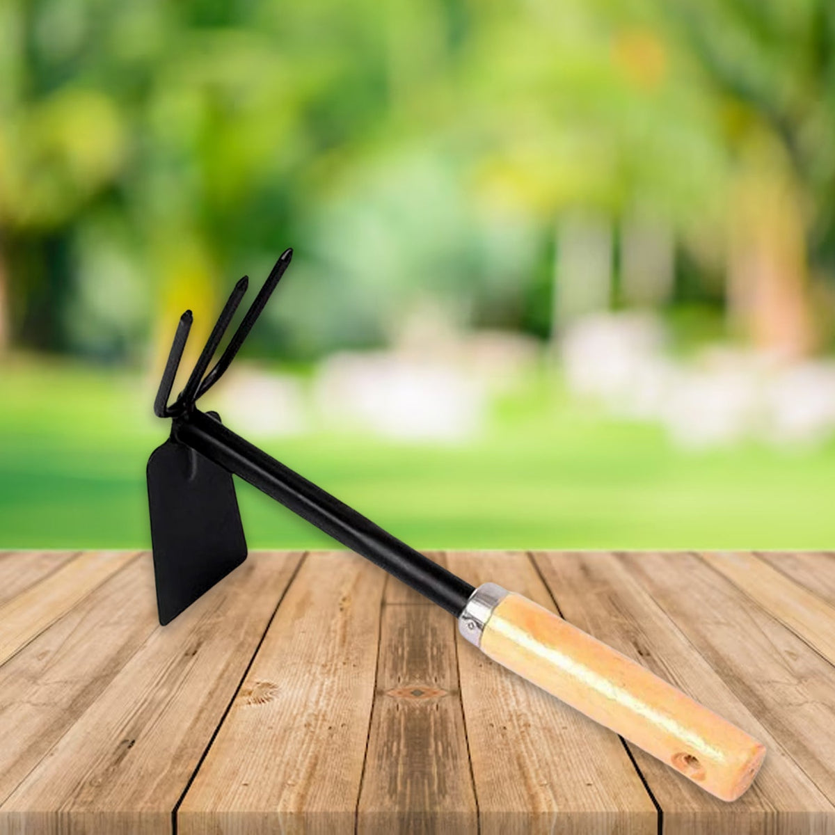 2 in 1 Double Hoe Gardening Tool with Wooden Handle