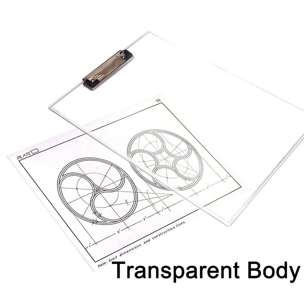 Exam pad with measuring side, transparent and flexible