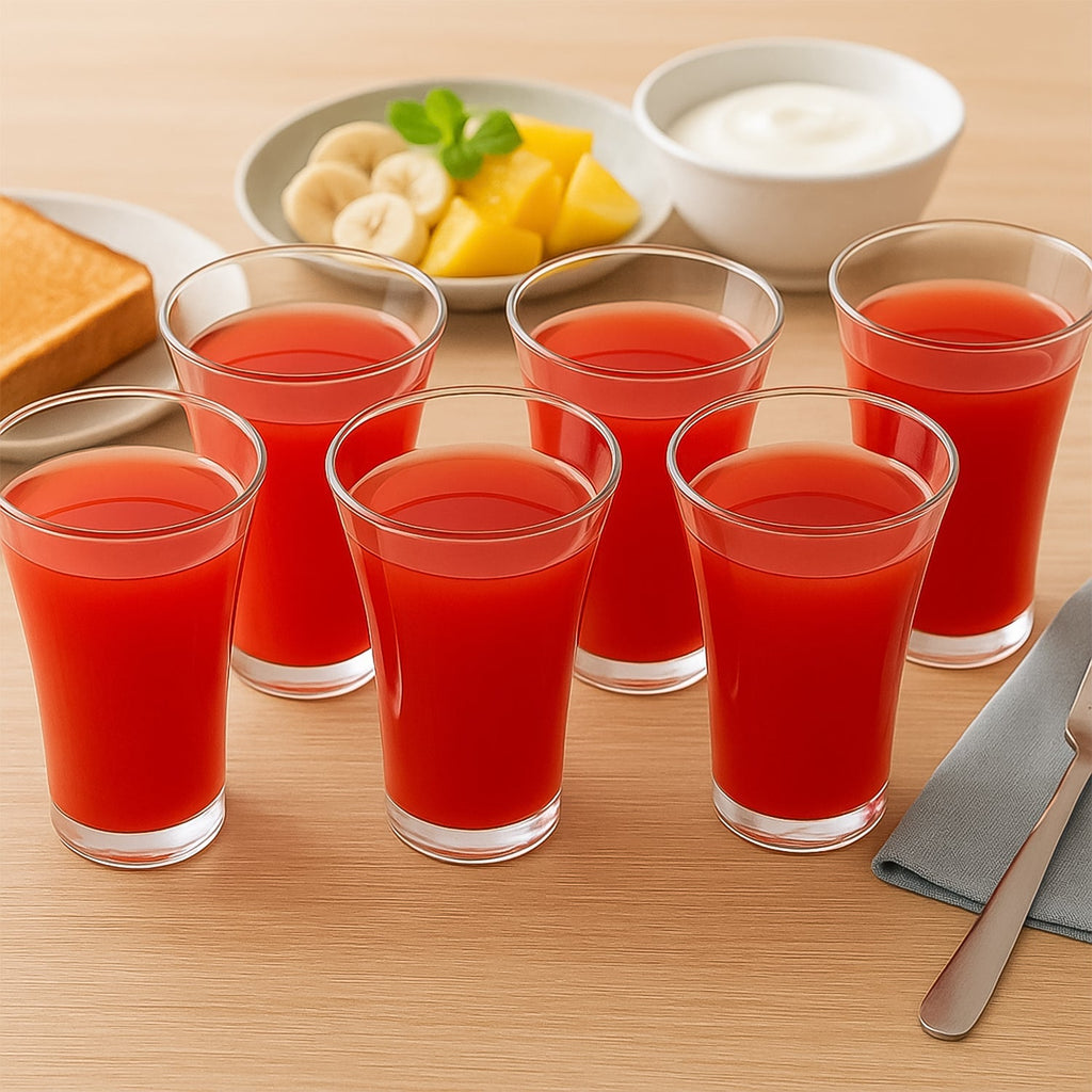 Stylish look Plastic Juicy Glass, Transparent Glasses Set 300ml (6pcs)