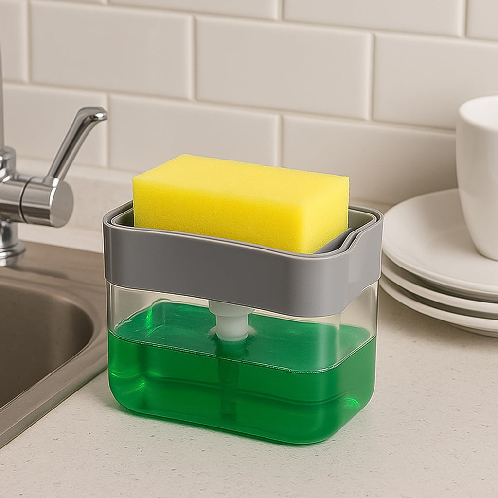 Liquid Soap Dispenser on Countertop with Sponge Holder For Pet