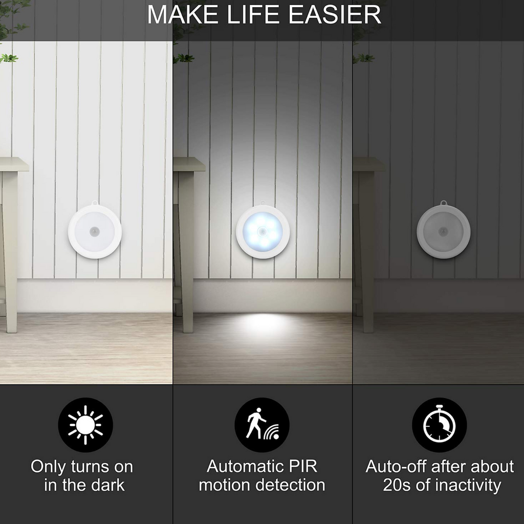 Round Shape 8 LED Motion Sensor Induction Led Light (1 Pc)