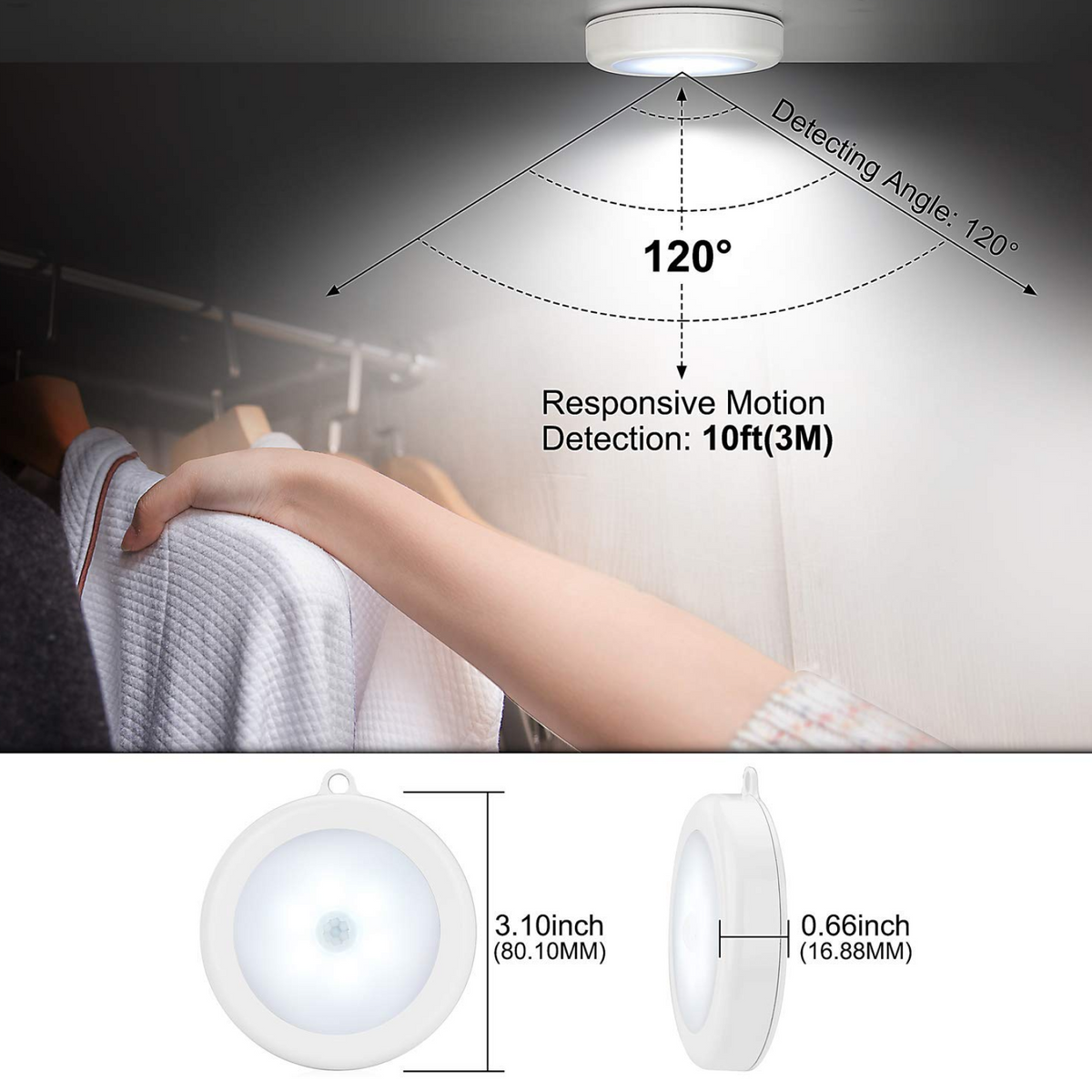 Round Shape 8 LED Motion Sensor Induction Led Light (1 Pc)