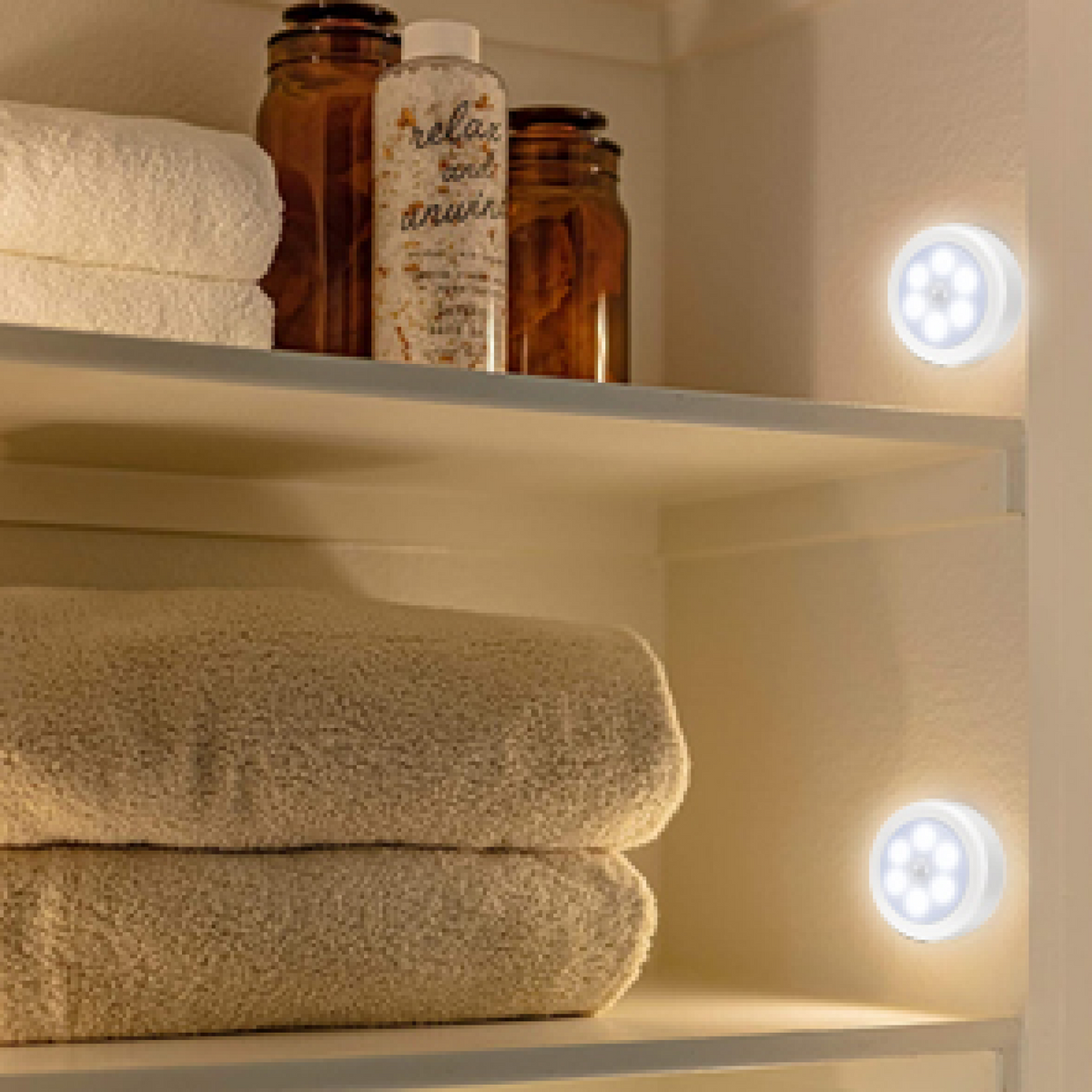 Round Shape 8 LED Motion Sensor Induction Led Light (1 Pc)