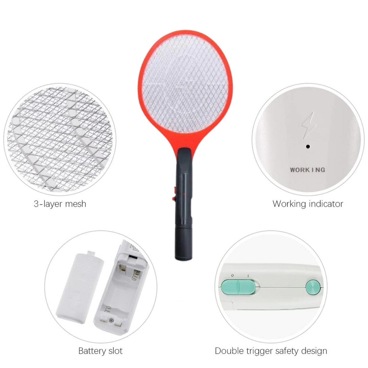 Rechargeable Electric Mosquito Killer Racket with Cable