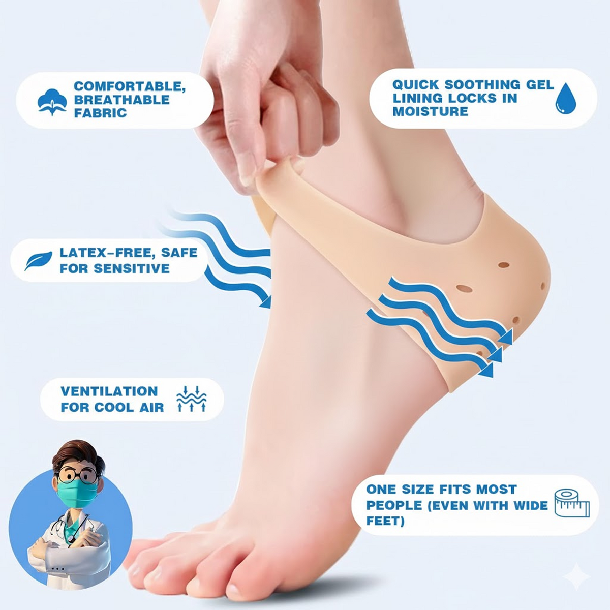 Anti Crack Silicon Gel Heel Moisturizing Socks for Foot Care Men Women (Loose Pack)