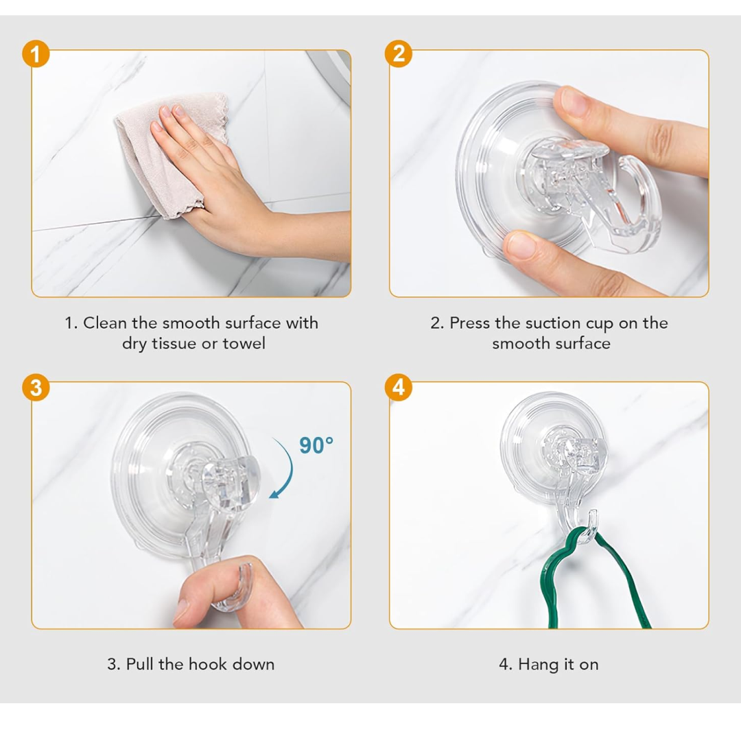 Transparent Rubber Vacuum Hangers for Bathroom, Kitchen, and Wall