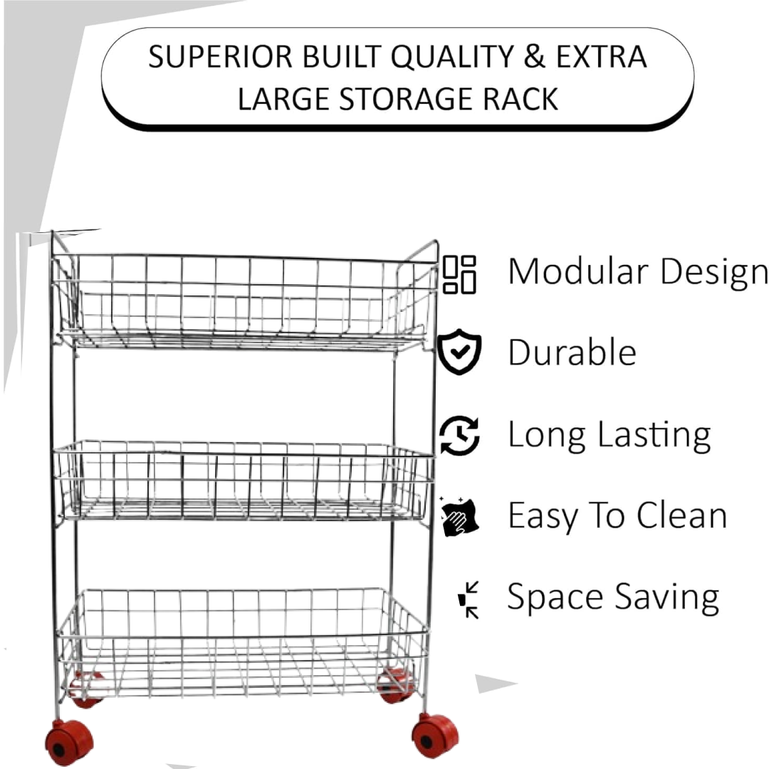 3-Tier Stainless Steel Kitchen Trolley