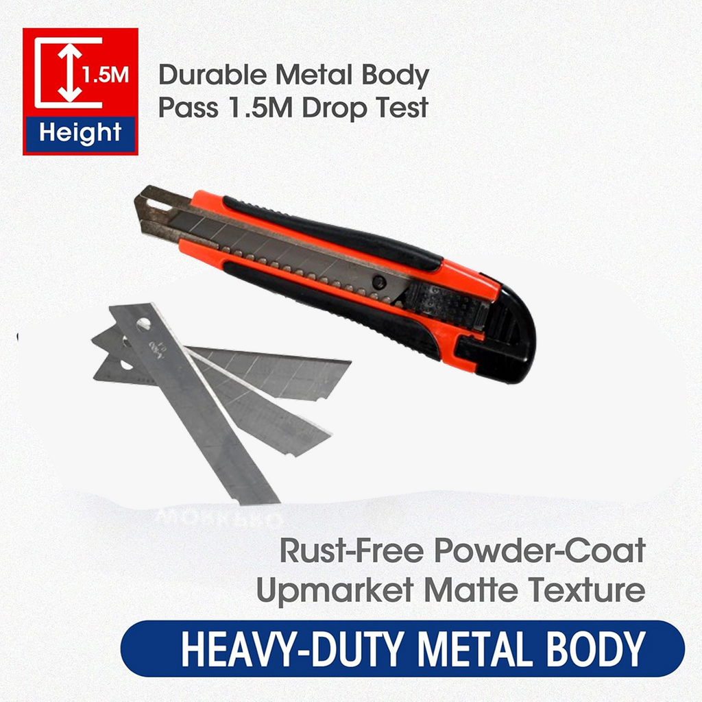 Heavy Duty 18mm Cutter Knife Set with Extra Blades for Office & Home