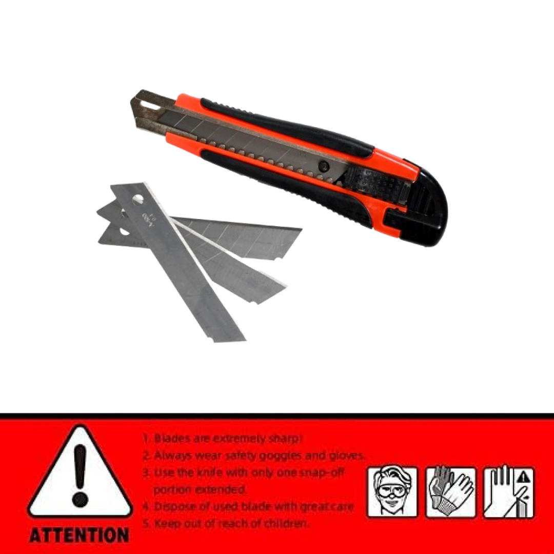 Heavy Duty 18mm Cutter Knife Set with Extra Blades for Office & Home