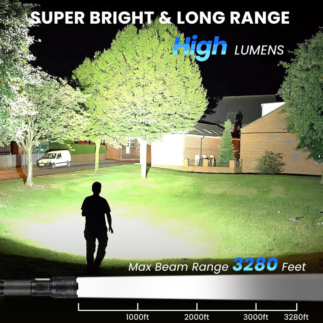 Mini Search Rechargeable LED Long Range Flashlight Emergency Light Torch