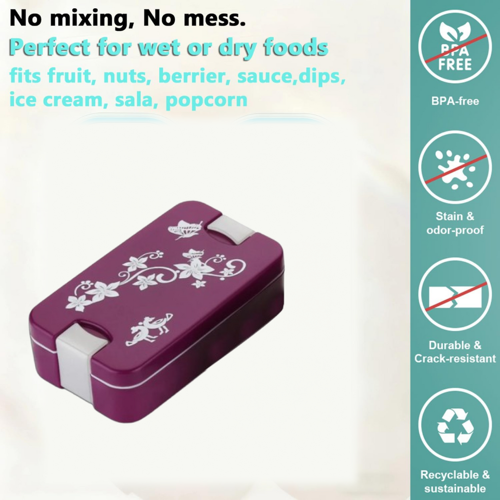 Leak-Proof Airtight Lunch Box with Spoon, 2 Compartments