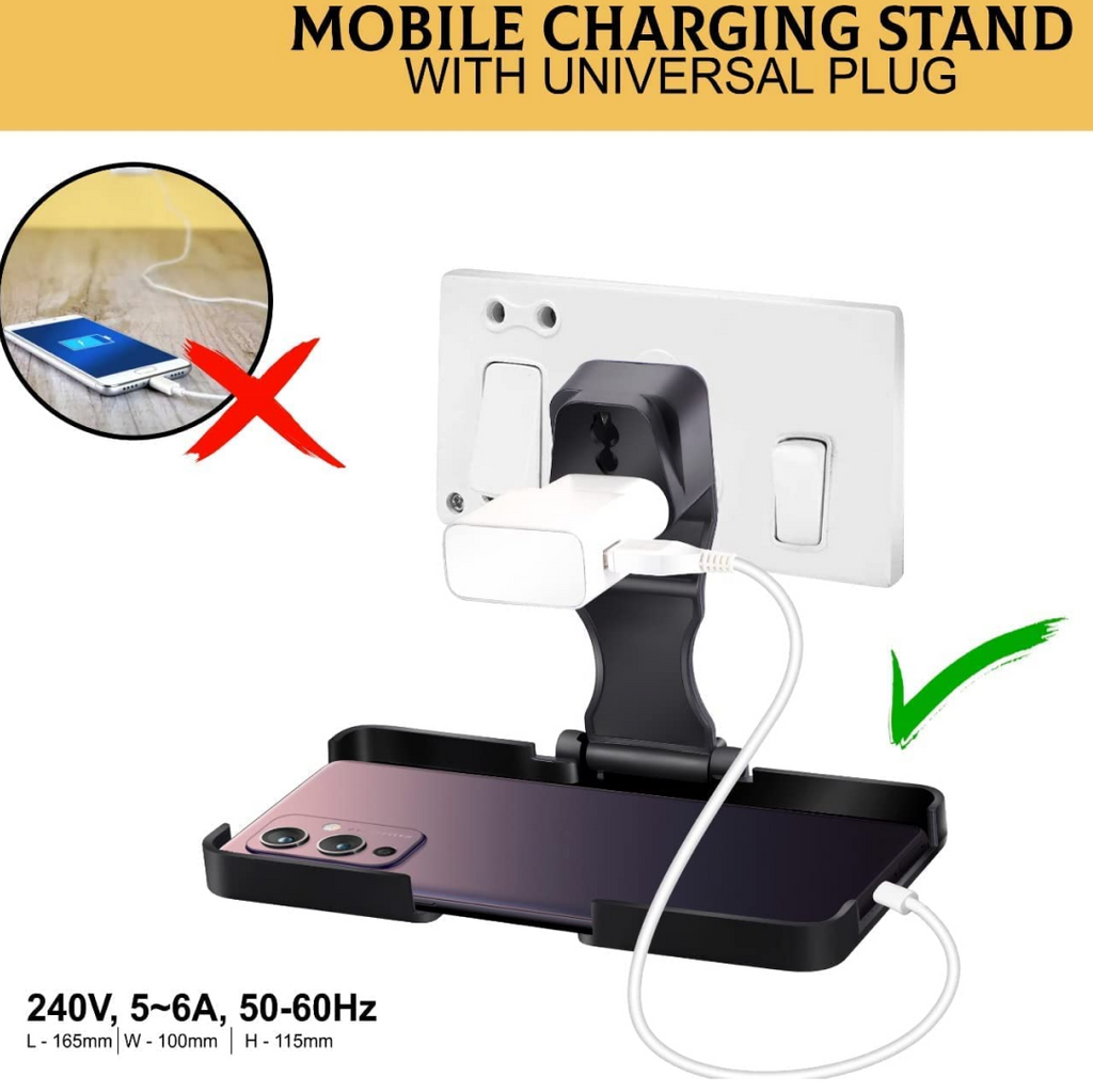 Multi-Purpose Wall Holder Stand for Charging Mobile (Black)