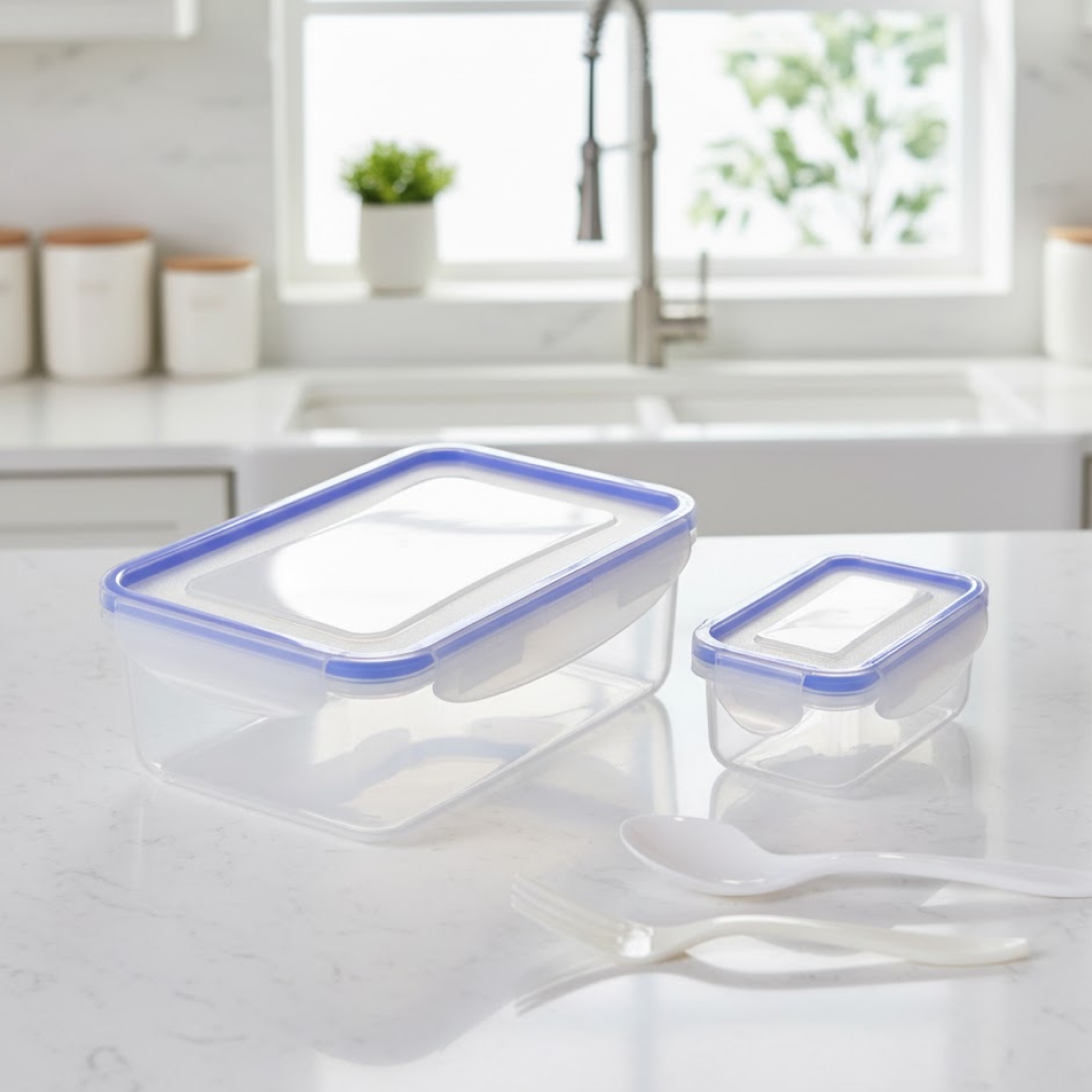 Multipurpose Air Tight 4 Side Lock Food Grade Lunch Box With Small Square Container