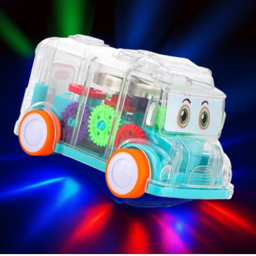 Transparent Musical Mini School Bus Toy for Kids