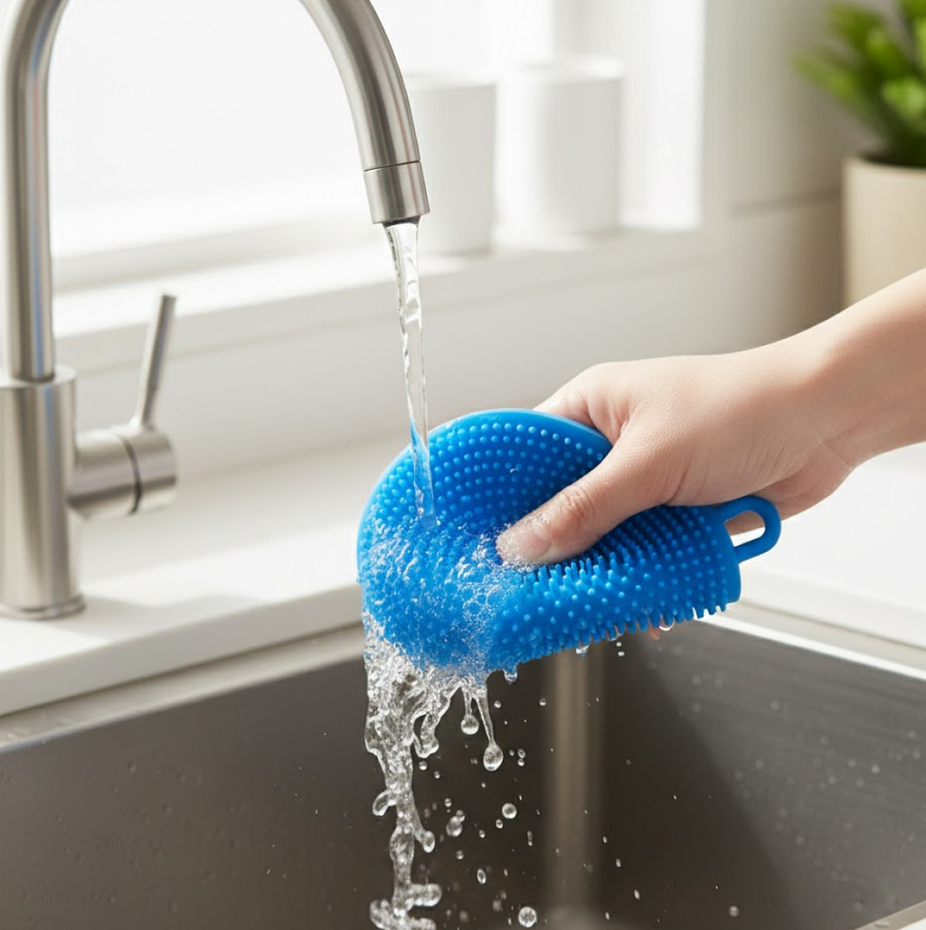 Silicone Dish Scrubber Sponge Mildew Free, Non Stick, Heat Resistant