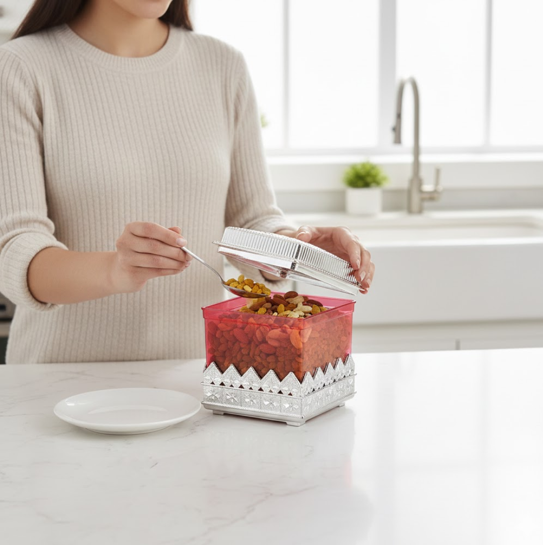 Ruby Dry fruit Storage Container - Attractive Design Box for Home & Kitchen