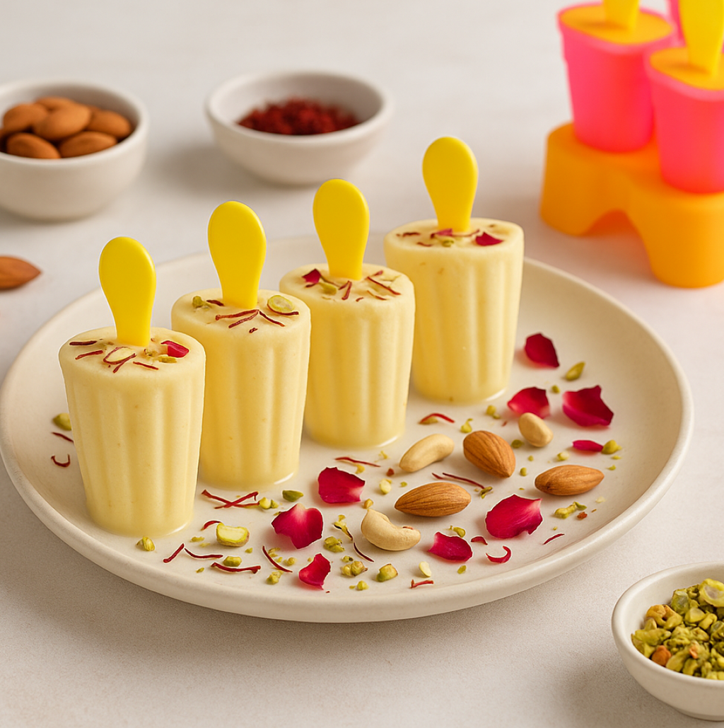 Kulfi Maker Moulds Set Plastic Homemade Kulfi Mould 6pcs Set For Freezer Use