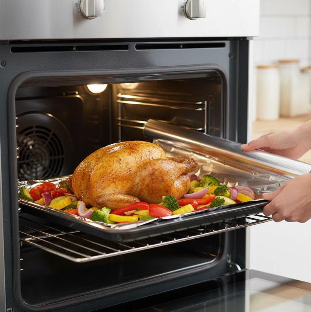 Heavy-Duty Aluminum Foil Roll – Non-Stick, Thick Sheet Baking & (10m x 300mm)