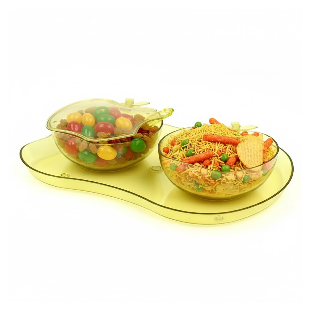 Apple Shape Tray Bowl Used For Serving Snacks And Various Food Stuffs.