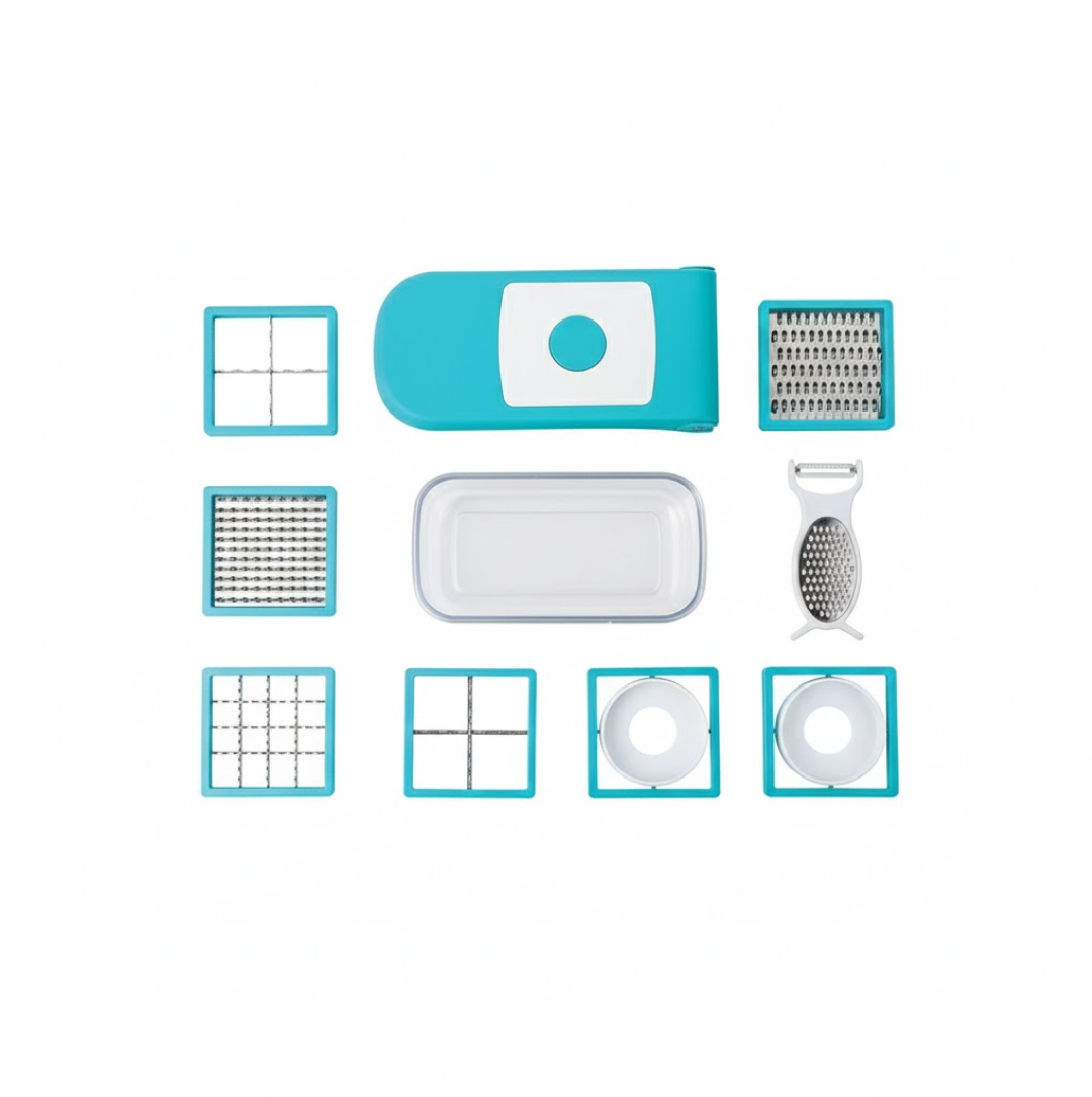 Ganesh 7 in 1 Plastic Vegetable Dicer, Blue