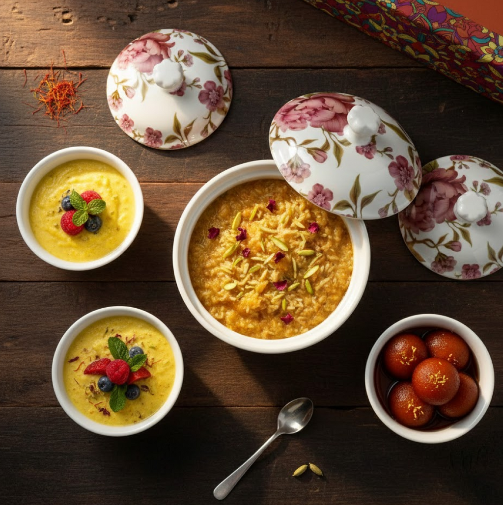 5 Pc Pudding Set used as a cutlery set for serving food purposes and sweet dishes