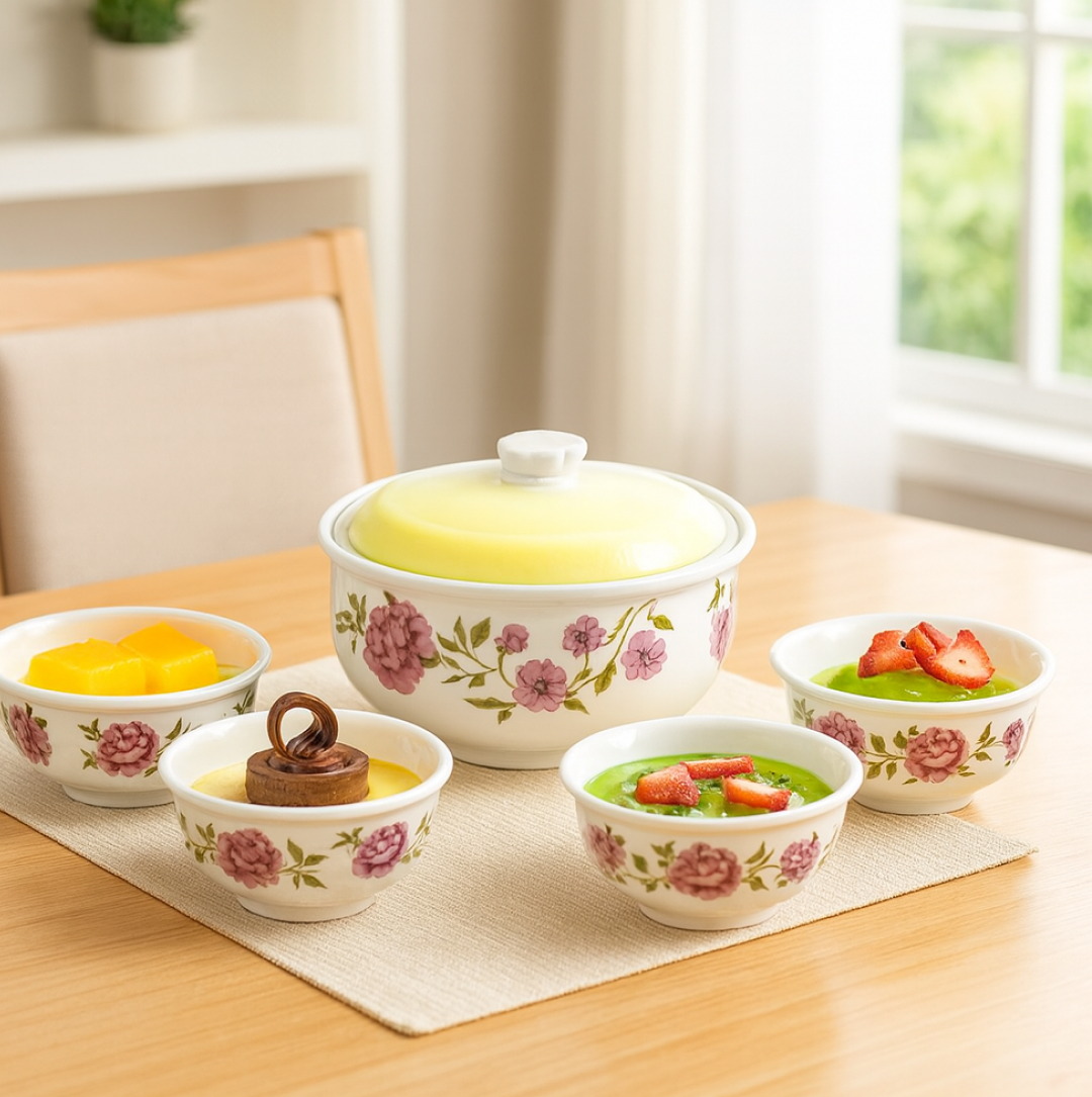 5 Pc Pudding Set used as a cutlery set for serving food purposes and sweet dishes