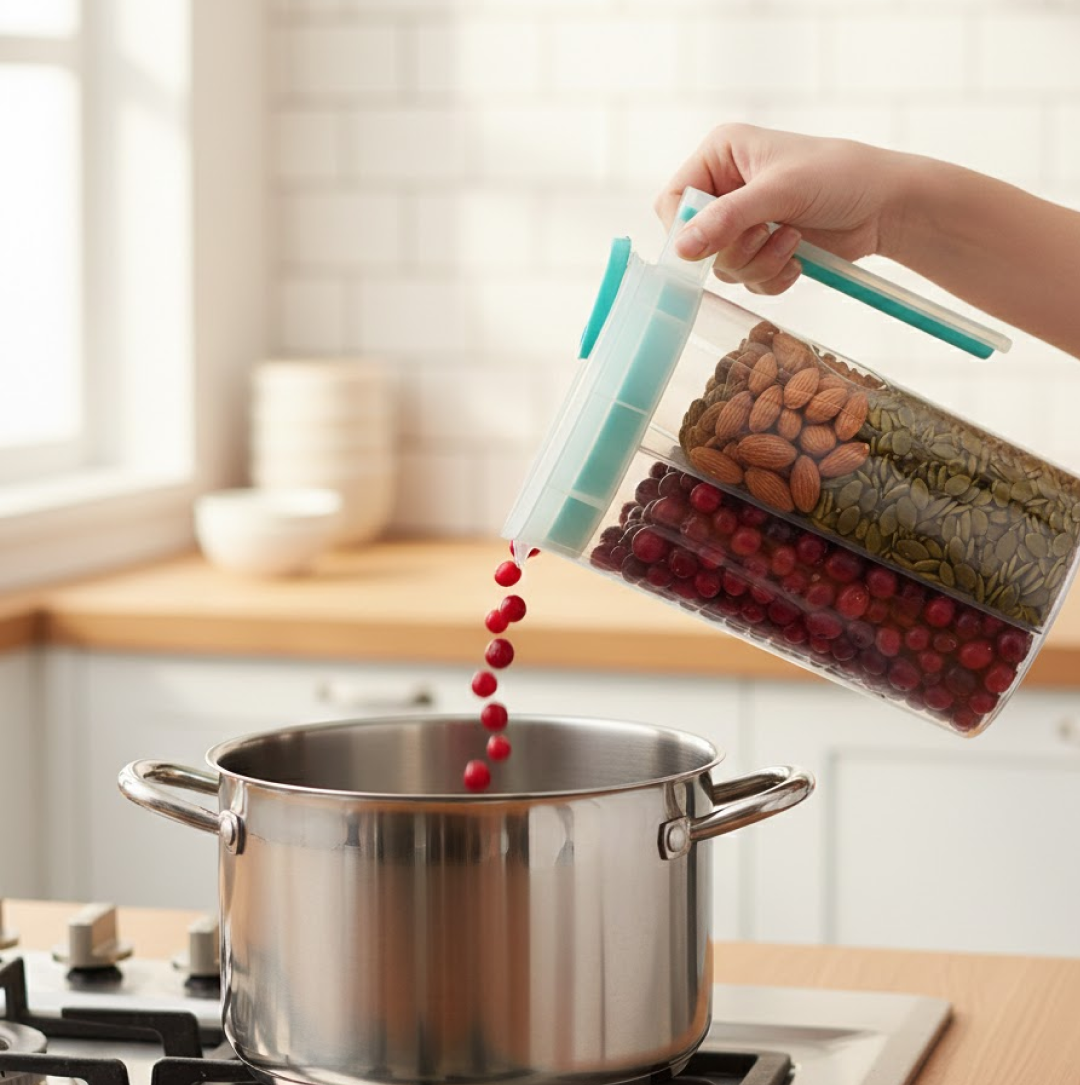 3 in 1 Transparent Air Tight Storage Dispenser Container (With Color Box)