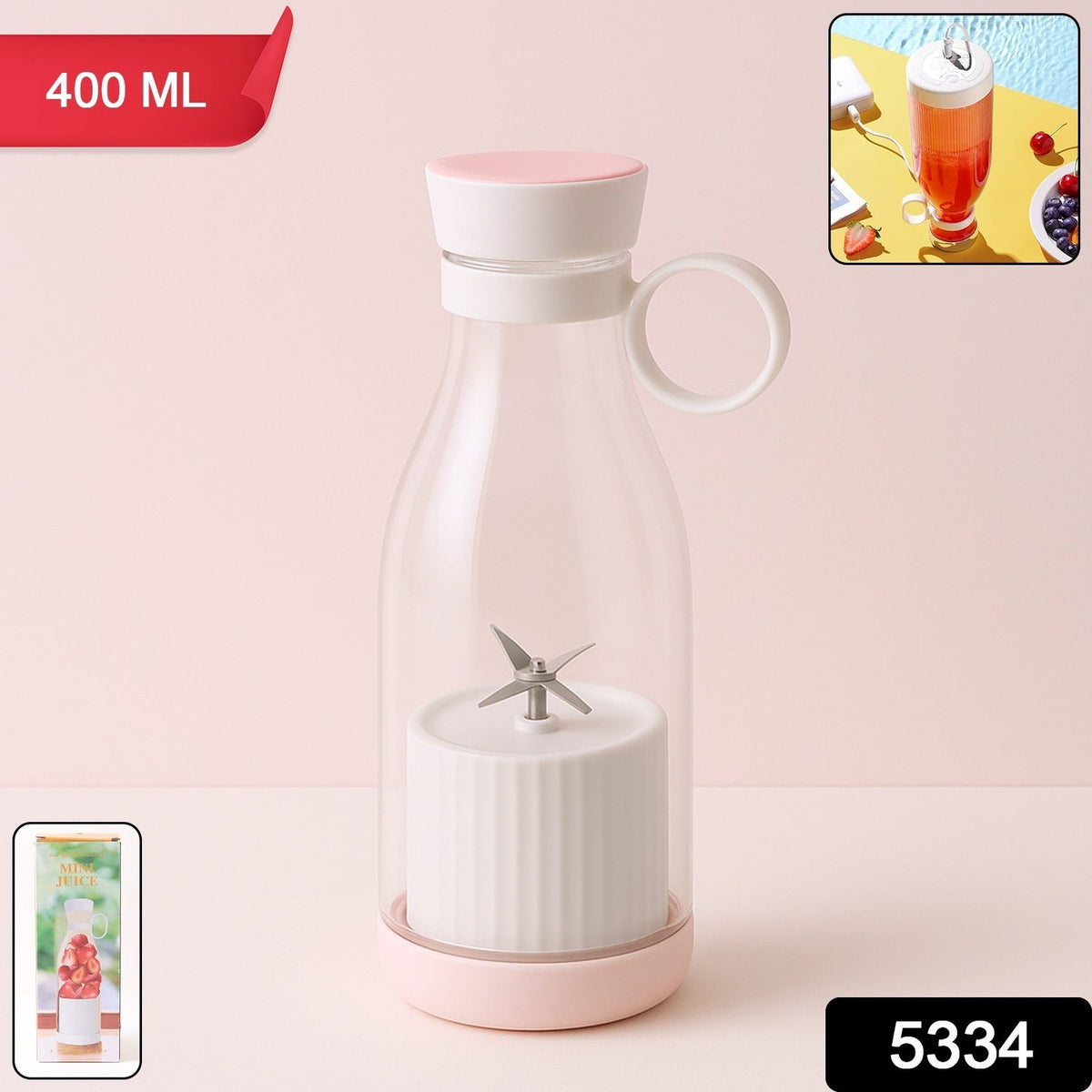 Blender Portable Juicer with 4 Blades 400 Ml Multicolor