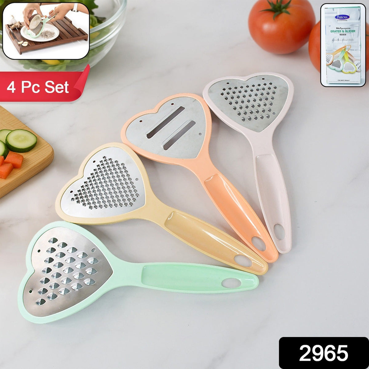 Heart Grater Set and Heart Grater Slicer Used for Grating and Slicing of Fruits, vegetables