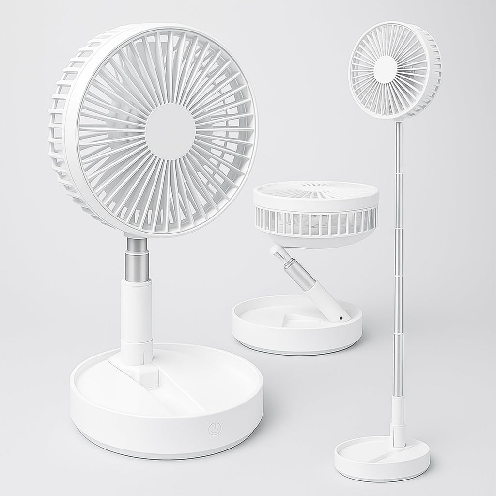 Telescopic Foldable Electric Desktop Fan – Adjustable & Portable