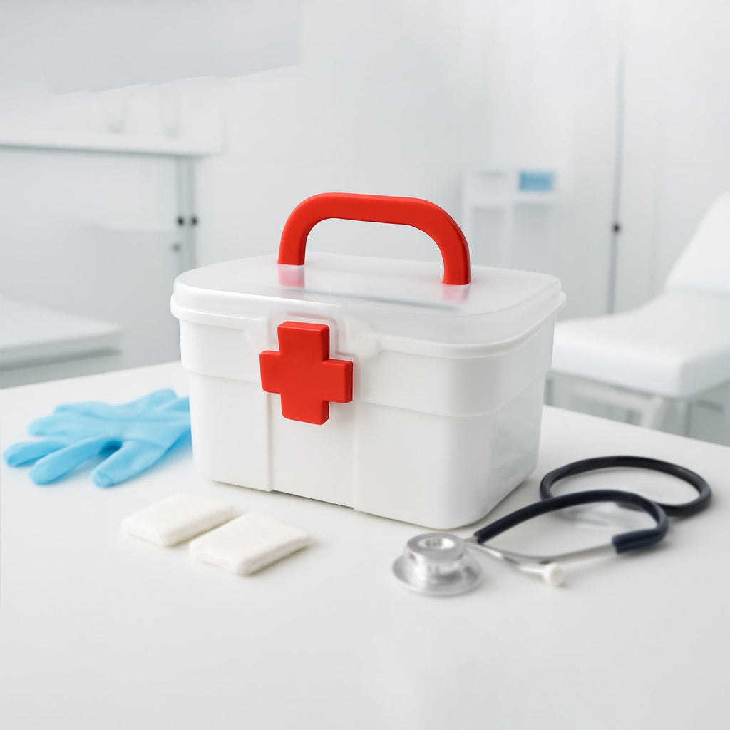 Medical Storage Box with Detachable Tray & Handle