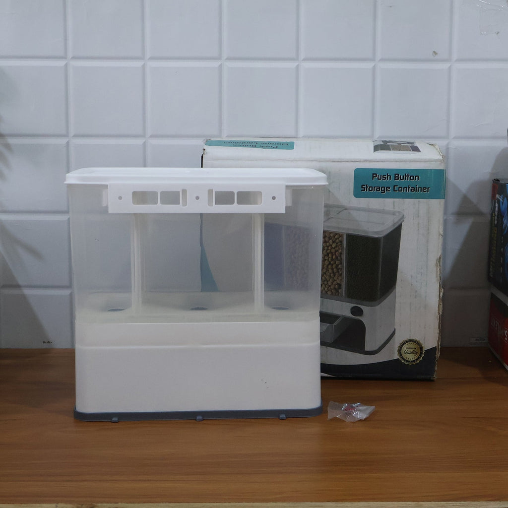 Easy Flow Cereal Dispenser for Kitchen 3 in 1 Push Button Wall Mount Container