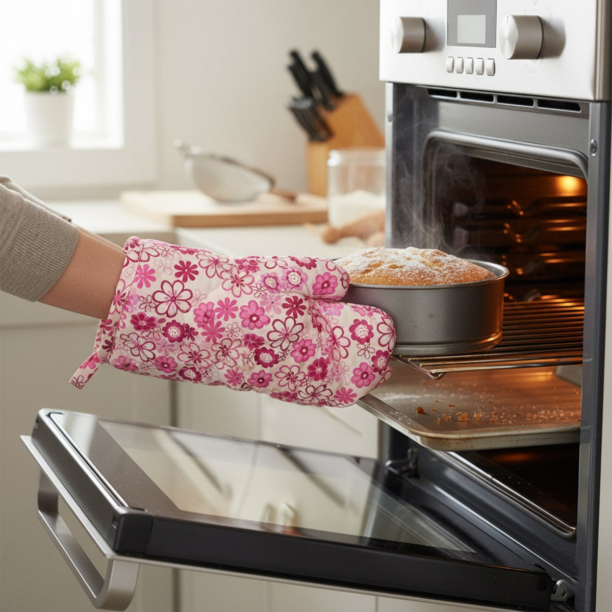 Designer Multicoloured Oven Mitt and Pot Holder (24 Cm)