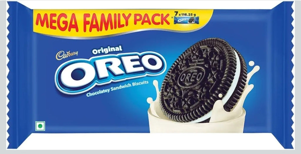 Cadbury Oreo Vanilla Flavour Creme Sandwich Biscuit Mega Family Pack, 876.75/813.75 g[weight may vary]